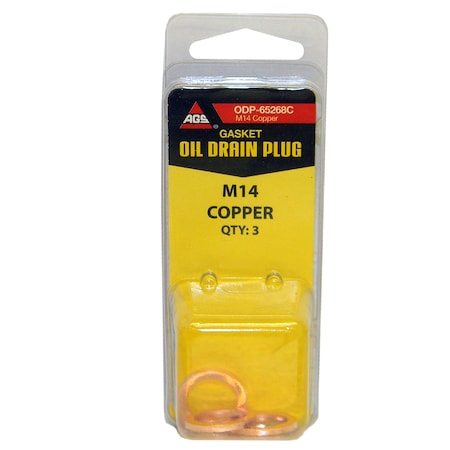 Ags Accufit Oil Drain Plug Gasket Metal/Rubber 9/16"/M14, 1 per Card, PK3 ODP-65268C